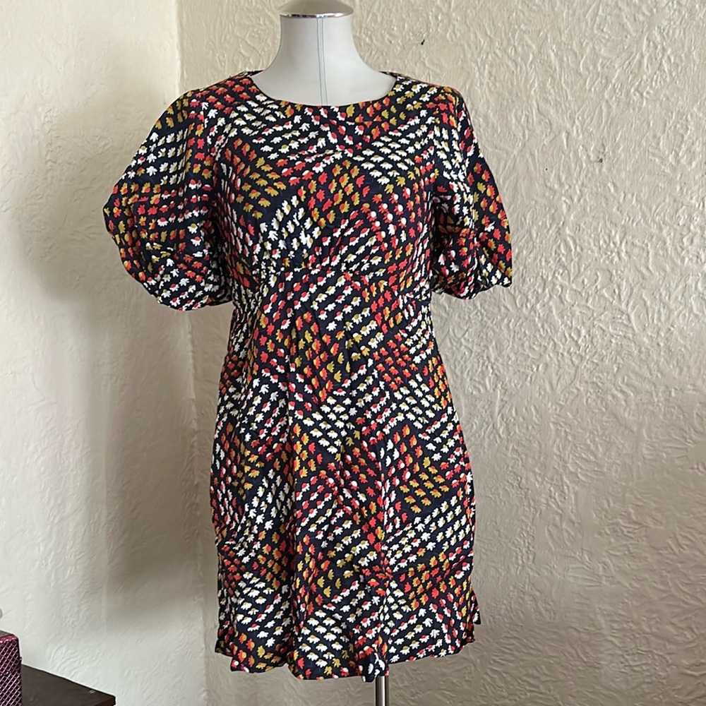 Anthropologie Maeve Melody Mini Dress Puff Short Sleeve Floral Print 4 Petite - Picture 4 of 16